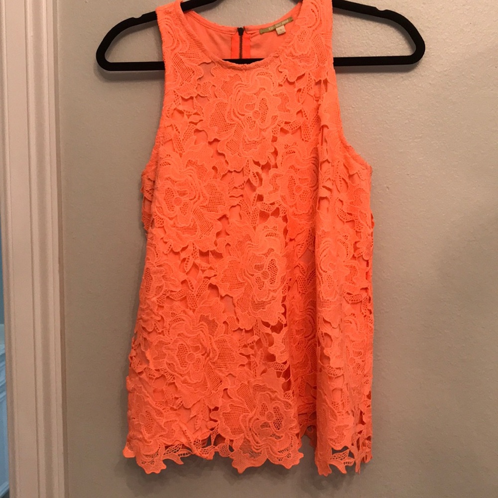 Gianni Bini floral lace orange top blouse